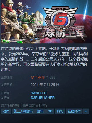 地球防卫军Steam版评价下降：玩家抱怨被强制绑定Epic账户