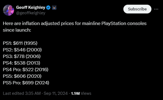 历代主机售价排行榜：PS5Pro不是最贵的